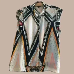 Bold  Abstract Shapes Sleeveless Blouse 90s
